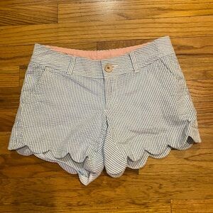 Lilly Pulitzer Blue and White High Waist Scalloped Shorts